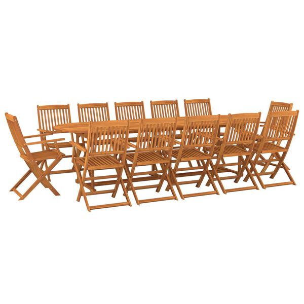 vidaXL Set comedor de jard&iacute;n 13piezas madera maciza acacia 280x90x75cm