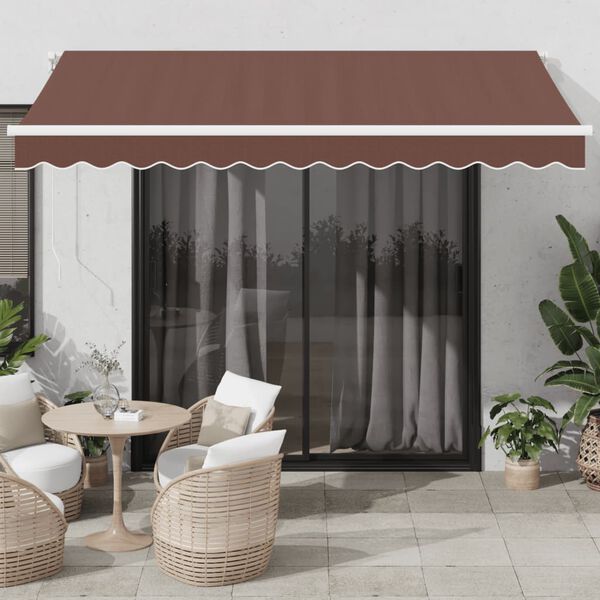 vidaXL Toldo retr&aacute;ctil manual marr&oacute;n 350x250 cm