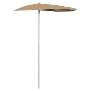 vidaXL Sombrilla de jard&iacute;n semicircular con palo taupe 180x90 cm