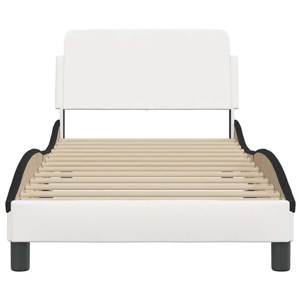 vidaXL Estructura de cama Dover cuero sint&eacute;tico blanco negro 90x200 cm