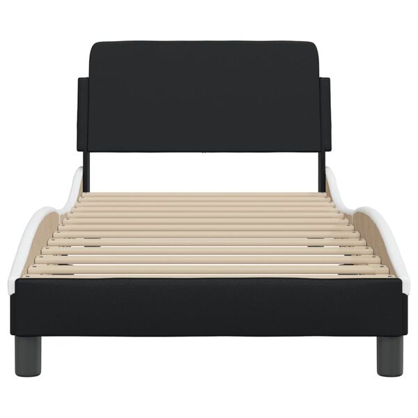 vidaXL Estructura de cama Dover cuero sint&eacute;tico negro blanco 90x190 cm