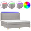 vidaXL Cama box spring con colch&oacute;n tela y LED gris claro 200x200 cm