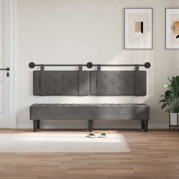 vidaXL Cabecera Colgante Gris oscuro 190 x 55 x 5 cm Terciopelo