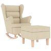 vidaXL Sill&oacute;n mecedora con taburete tela color crema