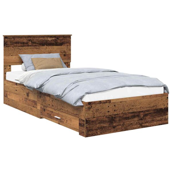 vidaXL Estructura de cama con cabecera Madera vieja 100 x 200 cm