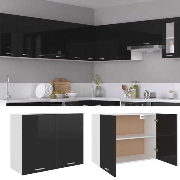 vidaXL Armario colgante cocina &ldquo;Lyon&rdquo; contrachapada negro 80x31x60 cm