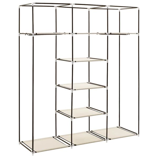 vidaXL Armario con compartimentos y varillas tela crema 150x45x175 cm