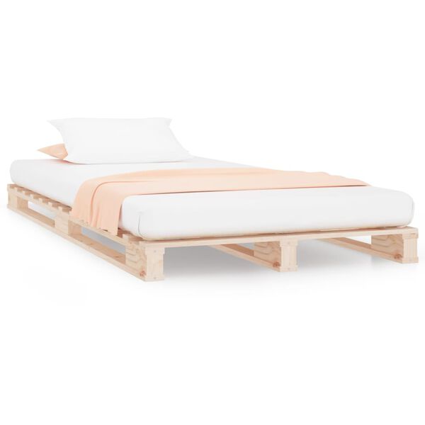 vidaXL Cama de palets de madera maciza de pino 75x190 cm