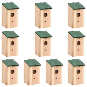 vidaXL Casa para p&aacute;jaros 10 unidades madera maciza de abeto 12x12x22cm