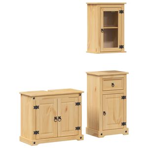 vidaXL Juego de muebles de ba&ntilde;o Corona 3 pzas madera maciza pino