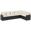 vidaXL Set de comedor de jard&iacute;n 7 pzas y cojines rat&aacute;n sint&eacute;tico negro
