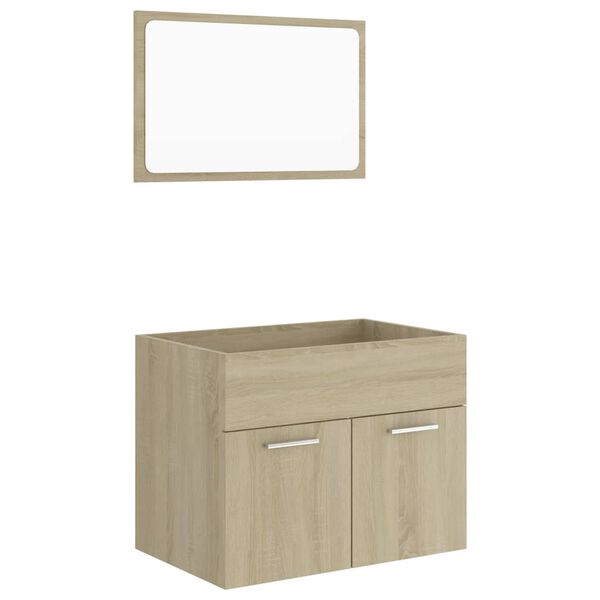 vidaXL Set de muebles de ba&ntilde;o 2 pzas contrachapada color roble Sonoma