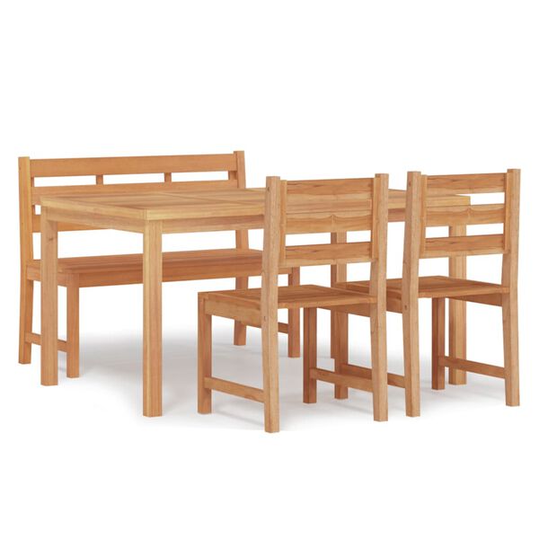 vidaXL Juego de comedor para jard&iacute;n 4 piezas madera maciza de teca