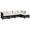 vidaXL Set de muebles de jard&iacute;n 5 pzas y cojines rat&aacute;n sint&eacute;tico negro