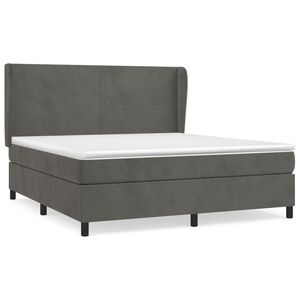 vidaXL Cama box spring con colch&oacute;n terciopelo gris oscuro 160x200 cm
