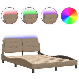 vidaXL Estructura de cama con LED sin colch&oacute;n Zadar capuchino 140x200 cm