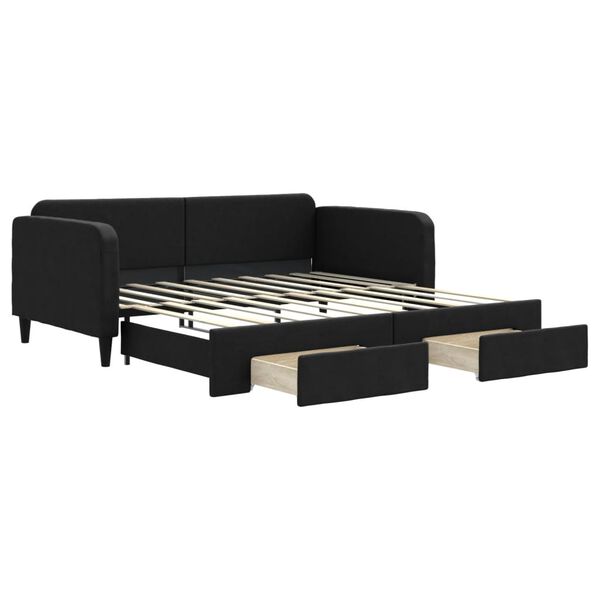 vidaXL Sofá cama nido con cajones tela negro 90x190 cm