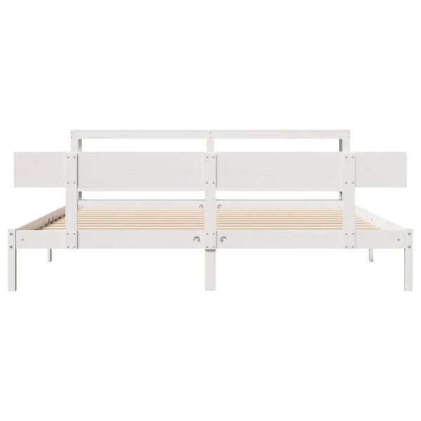 vidaXL Estructura de cama sin colch&oacute;n madera maciza blanca 200x200 cm