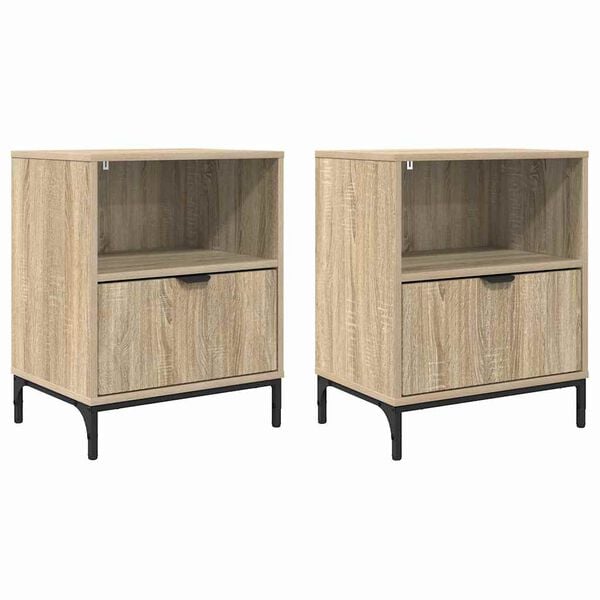 vidaXL Armario de Noche con caj&oacute;n 2 pcs Roble Sonoma 49 x 36 x 61 cm