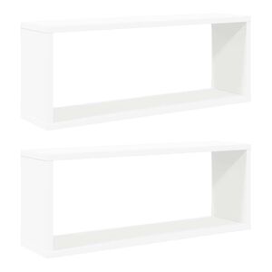 vidaXL Estante cubo de pared 2 uds madera ingenier&iacute;a blanco 60x15x23cm
