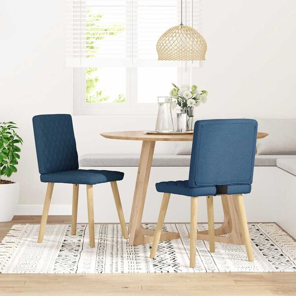 vidaXL Sillas de comedor 2 unidades tela azul
