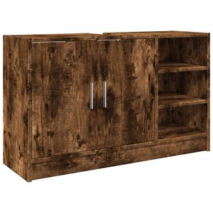 vidaXL Armario de lavabo madera ingenier&iacute;a roble ahumado 90x29x55 cm