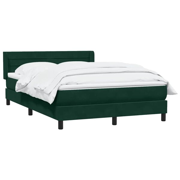 vidaXL Cama box spring con colch&oacute;n terciopelo verde oscuro 160x220 cm