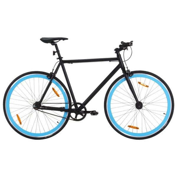 vidaXL Bicicleta de piñón fijo negro y azul 700c 51 cm
