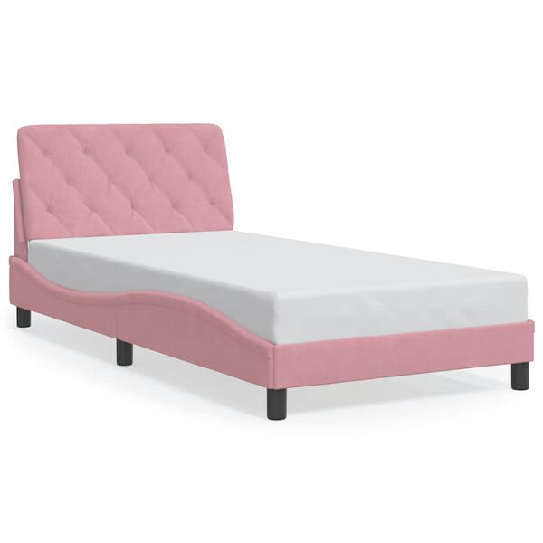 vidaXL Estructura de cama sin colch&oacute;n terciopelo rosa 100x200 cm