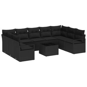 vidaXL Conjunto de sof&aacute;s de jard&iacute;n 10 pcs Negro rat&aacute;n sint&eacute;tico