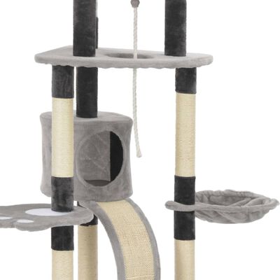 vidaXL Árbol para gatos con postes rascadores de sisal gris 145 cm