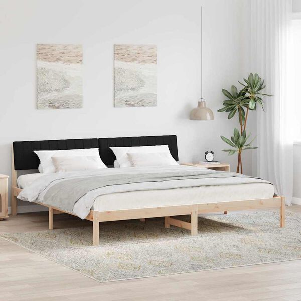 vidaXL Estructura de cama con cabecera Marr&oacute;n y negro 150 x 200 cm