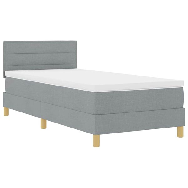 vidaXL Cama tipo Box Spring con colch&oacute;n Gris Claro 80 x 200 cm tela