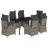 vidaXL Set comedor jard&iacute;n 7 pzas y cojines rat&aacute;n sint&eacute;tico gris