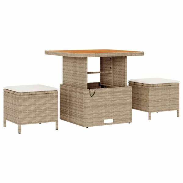 vidaXL Conjunto de sof&aacute; de jard&iacute;n 9 pcs Beige Polirat&aacute;n