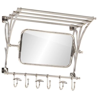 vidaXL Soporte de equipaje con perchas y espejo de pared aluminio