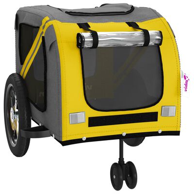 vidaXL Remolque bicicleta mascotas hierro tela Oxford amarillo negro