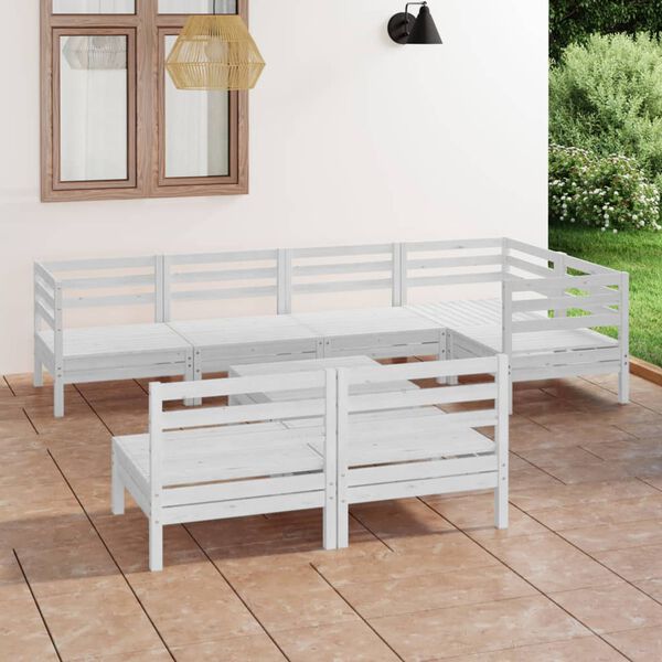 vidaXL Juego de muebles de jard&iacute;n 8 piezas madera maciza pino blanco