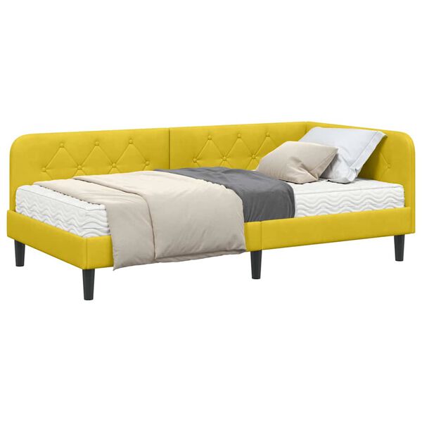 vidaXL Estructura de cama en esquina Amarillo 90 x 190 cm Terciopelo