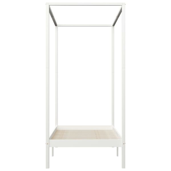 vidaXL Cama con dosel sin colch&oacute;n madera maciza blanco 90x200 cm