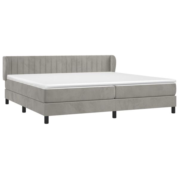 vidaXL Cama box spring con colch&oacute;n terciopelo gris claro 200x200 cm