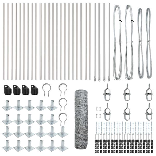 vidaXL Poste de Valla Plateado 50 x 0,4 m (malla de 36 mm) Acero