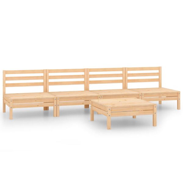 vidaXL Juego de muebles de jard&iacute;n 5 piezas madera maciza de pino