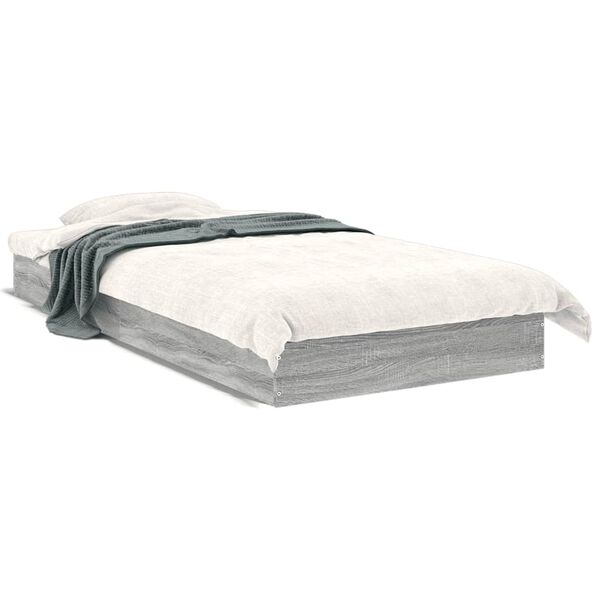 vidaXL Estructura de cama madera de ingenier&iacute;a gris Sonoma 75x190 cm