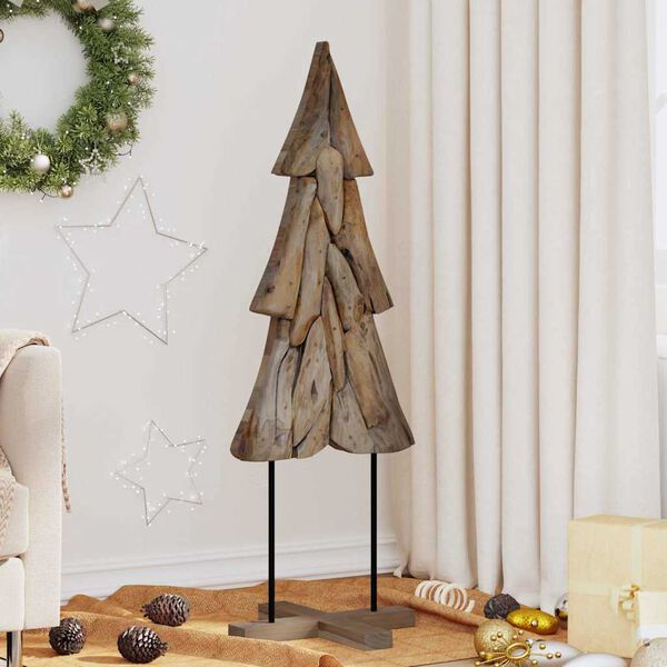 vidaXL &Aacute;rbol de Navidad Marr&oacute;n 121 cm Madera de teca maciza