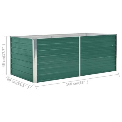 vidaXL Jardinera elevada de acero galvanizado verde 160x80x45 cm