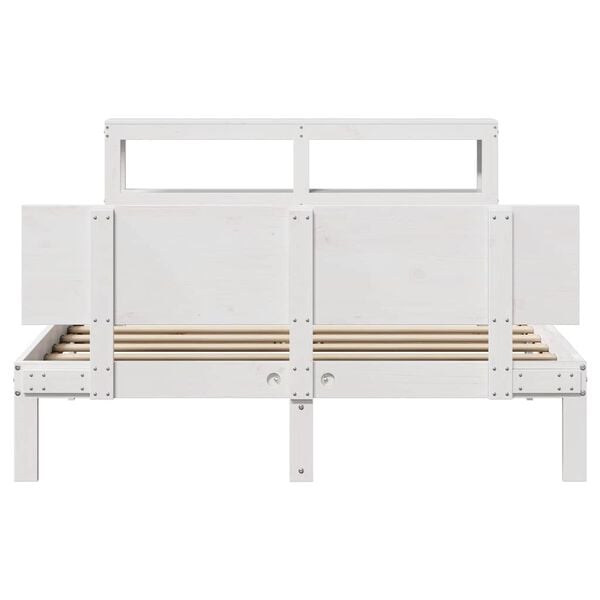vidaXL Estructura de cama con cabecero madera pino blanco 120x190 cm