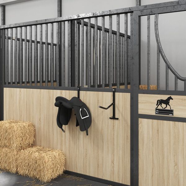 vidaXL Soporte montura brazo port&aacute;til con gancho brida hierro negro