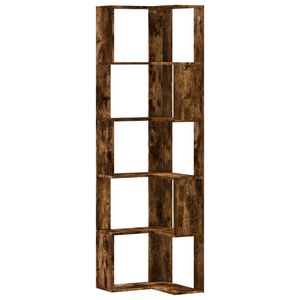 vidaXL Estanter&iacute;a esquina 5 niveles madera roble ahumado 50x50x179 cm