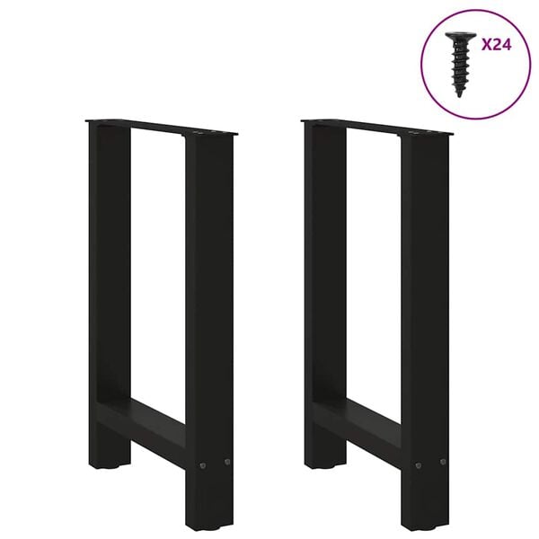 vidaXL Patas para mesa de comedor negras (2 unidades, 50 x 72-73 cm, acero)